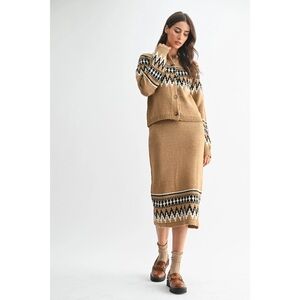 ISLE KNIT CARDIGAN AND SKIRT SET IN MOCHA